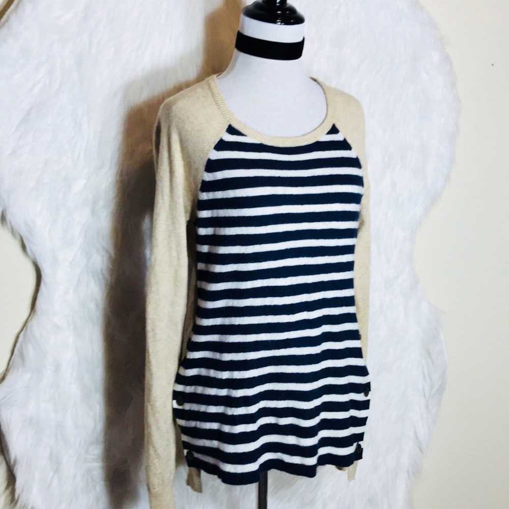 J.Crew Stripe Side Button Elbow Patch Sweater - image 3